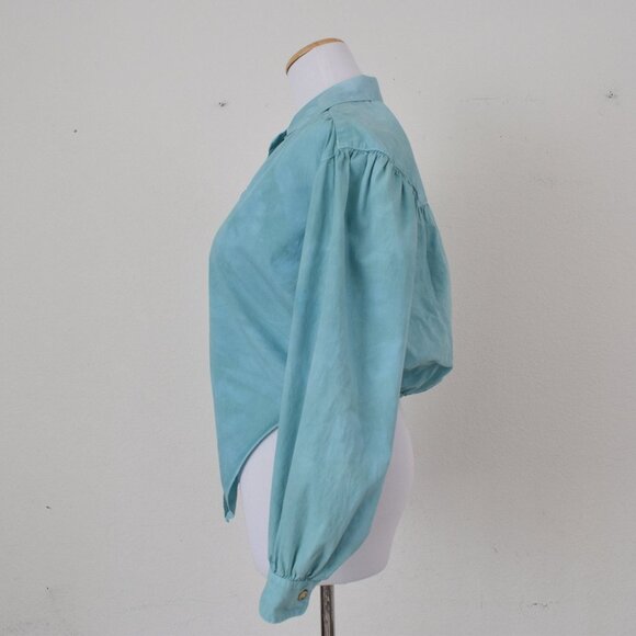 Vintage 90s Crop All Cotton‎ Tie Down Blouse size S - Picture 3 of 10